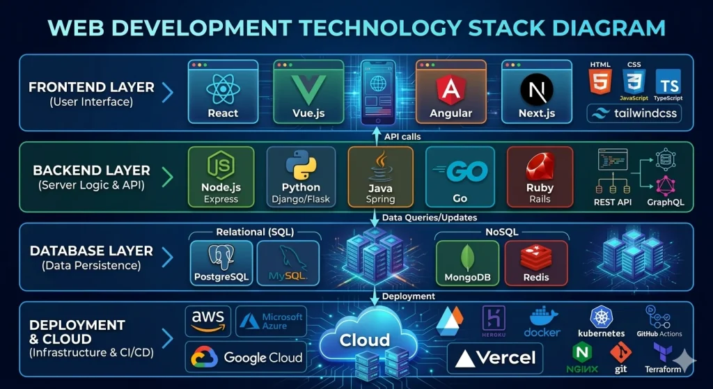 web development technology stack diagram
