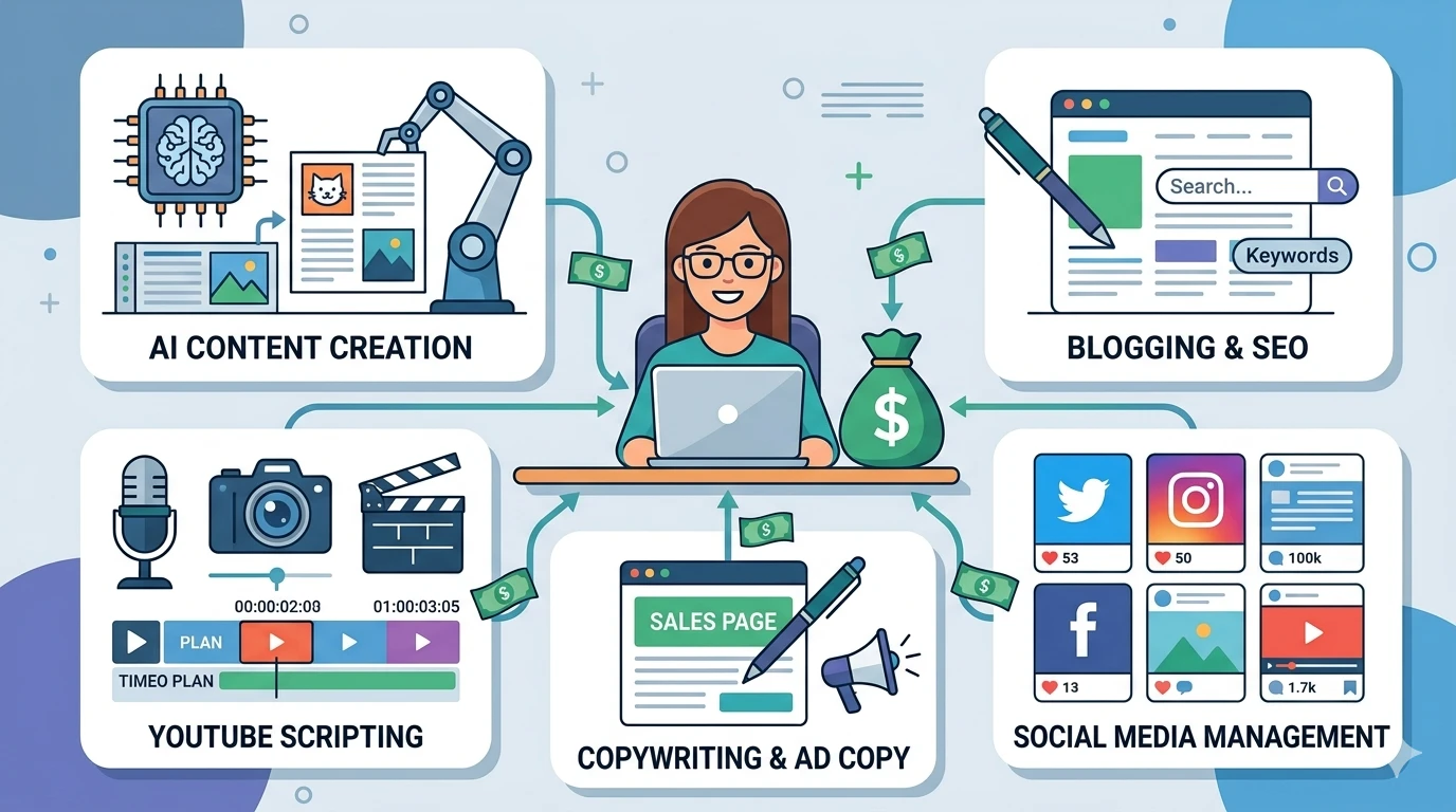 AI content creation workflow illustration